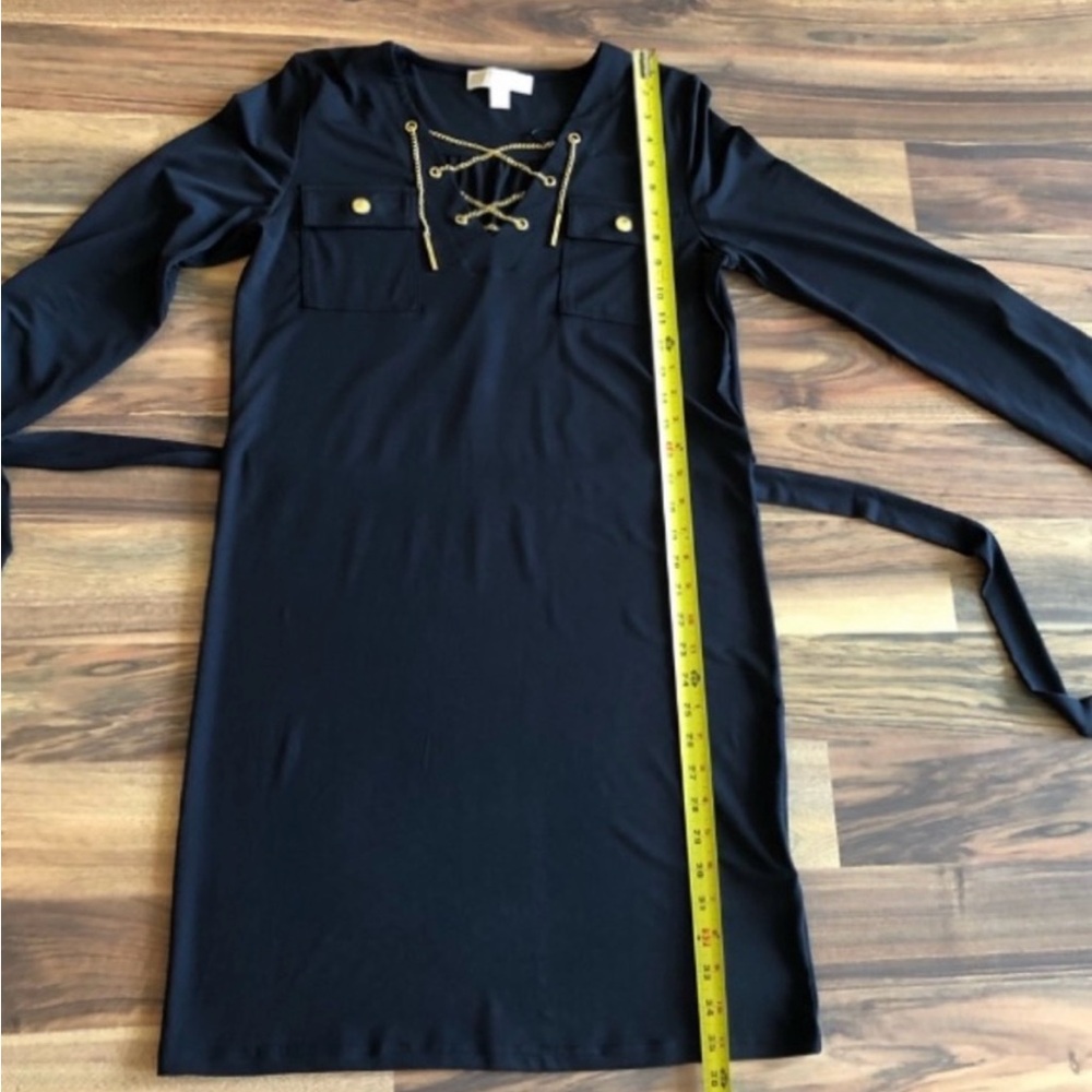 Michael Kors Blue Sheath Dress with Cuffed Sleeves - Picture 10 of 12